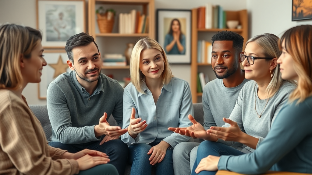 teen discipline strategies - thoughtful family therapist engaging with parents and a teenager in a cozy office setting, promoting positive parenting with clear rules.