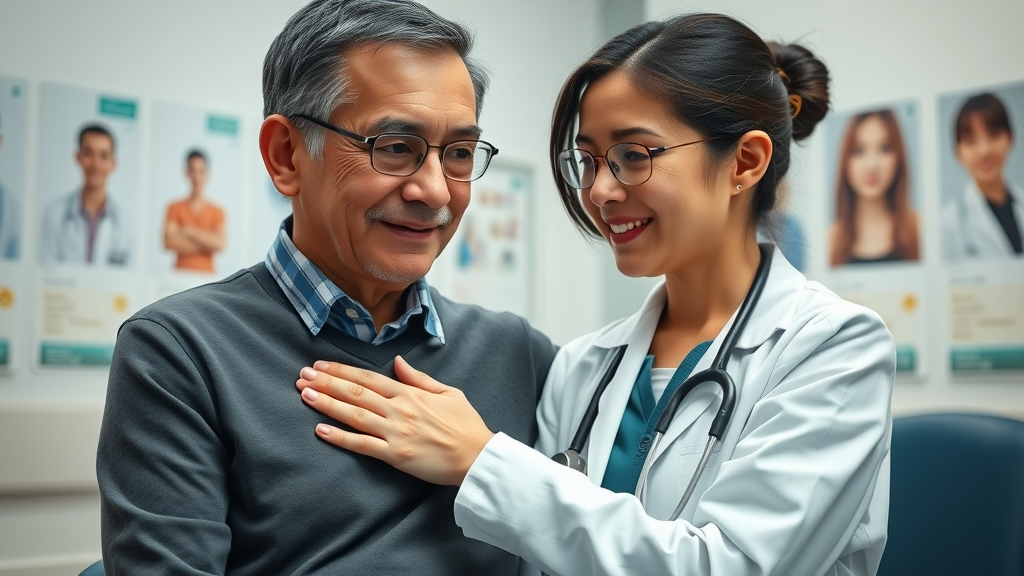 reassuring parent and teenager, caring expressions, comforting with a gentle hand on shoulder, Photorealistic High Fidelity Lifelike, doctor