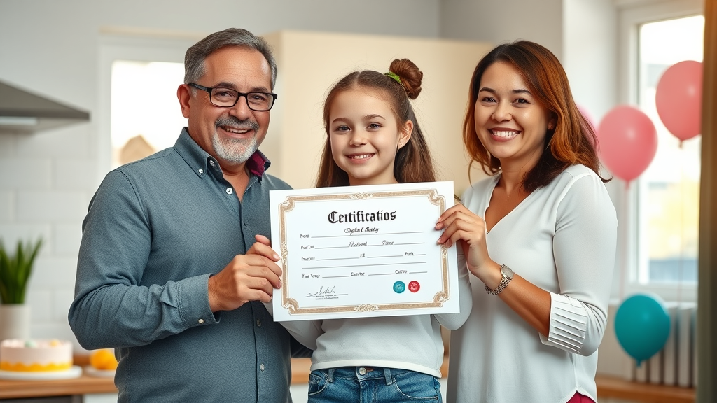 Parents congratulating teen girl for good behavior using positive reinforcement