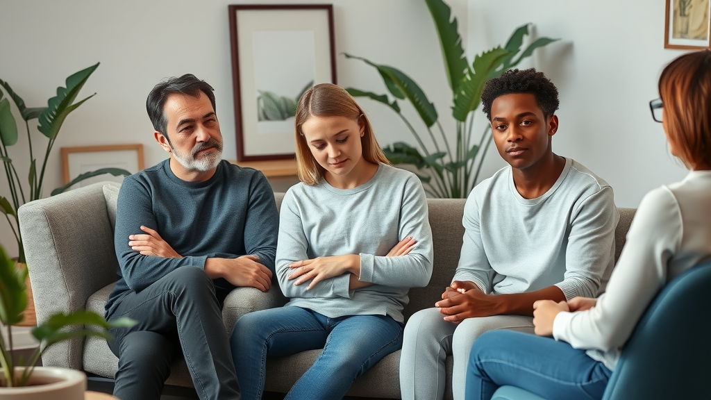 Family and teen in counseling session to address difficult discipline moments