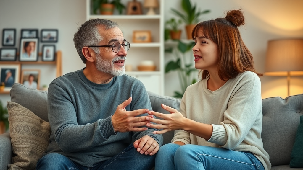 caring parent and teenager having a supportive conversation to help teens express emotions
