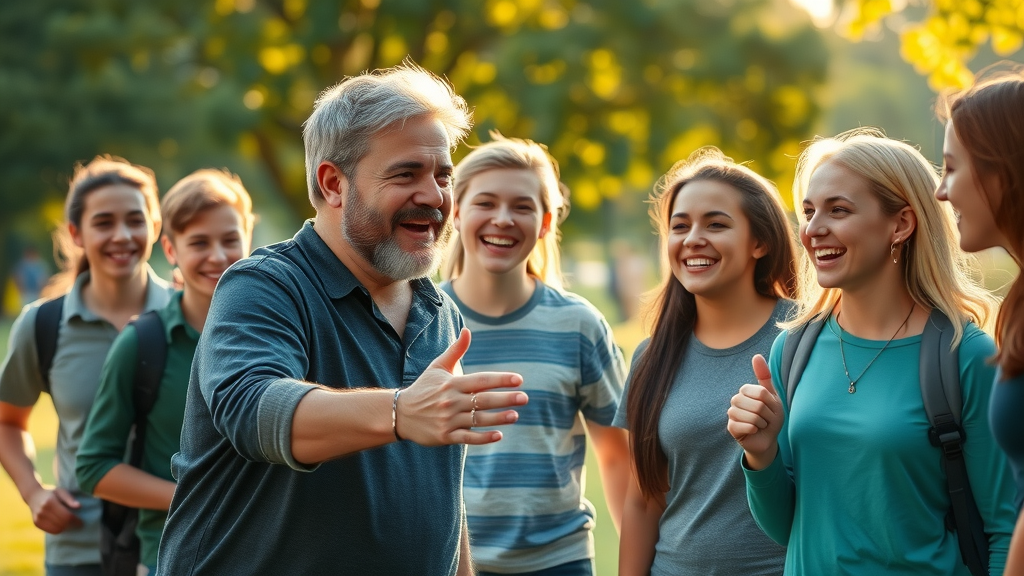 inspiring mentor building positive influence to prevent risky behavior in adolescence outdoors