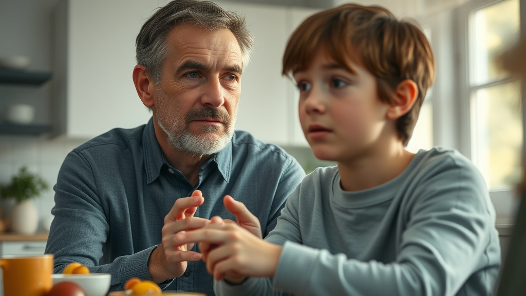 concerned parent observing warning signs of risky behavior in adolescence in family setting