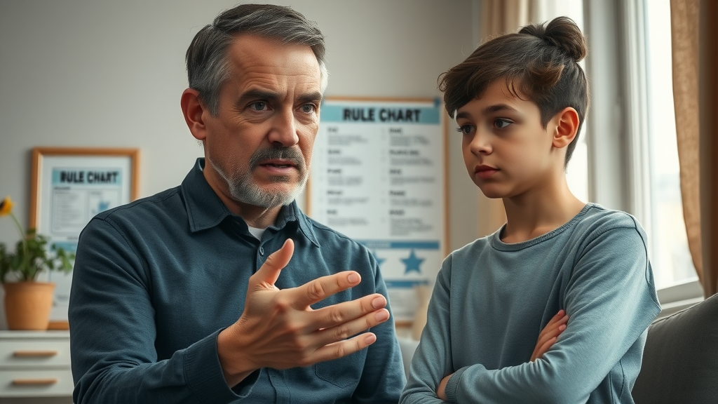 serious parent and teen interaction authoritarian parenting style at home
