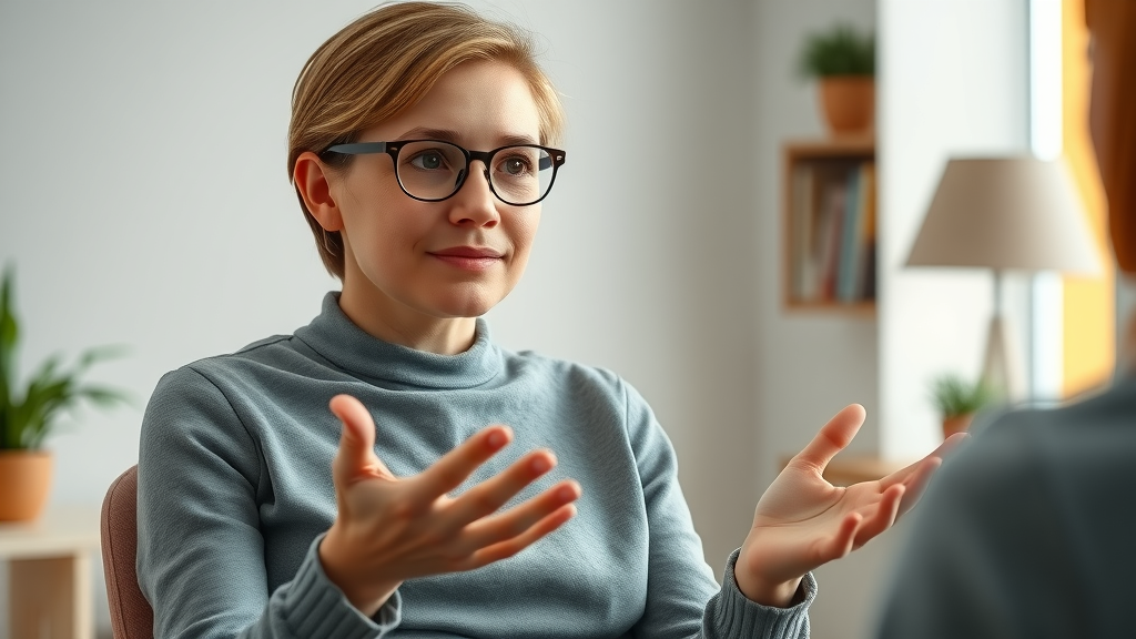 child psychologist discussing authoritarian parenting in modern office