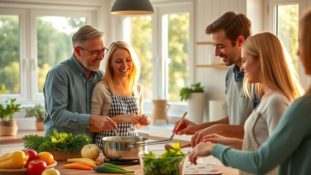 Family cooking together to build bonds and protective factors for teen substance use prevention