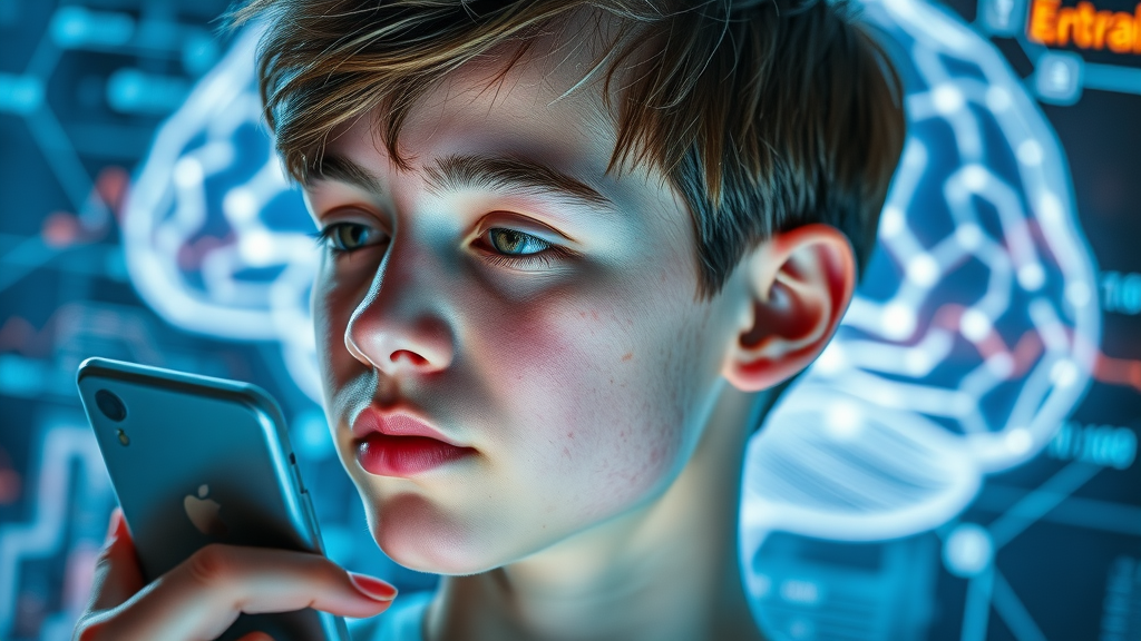 parent burnout raising teens, futuristic illustration of teenager