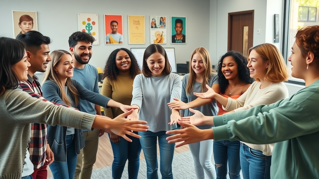 building trust with adolescents, supportive group of teens and adults in community center