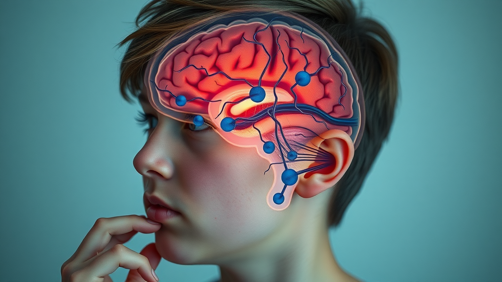 Illustrative cross-section of a teenage brain highlighting decision making and impulse control related to teen risk taking behavior