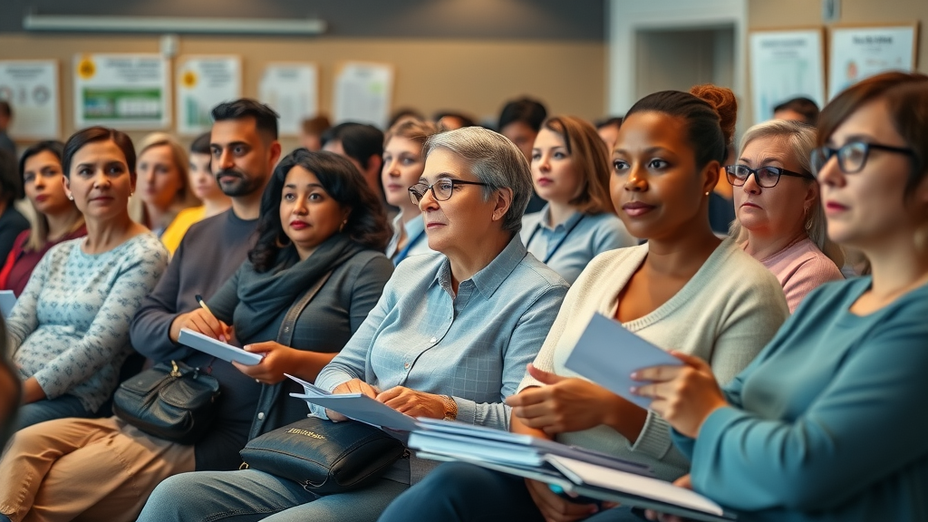 Diverse group of parents learning strategies for parenting difficult teenagers at an educational workshop setting