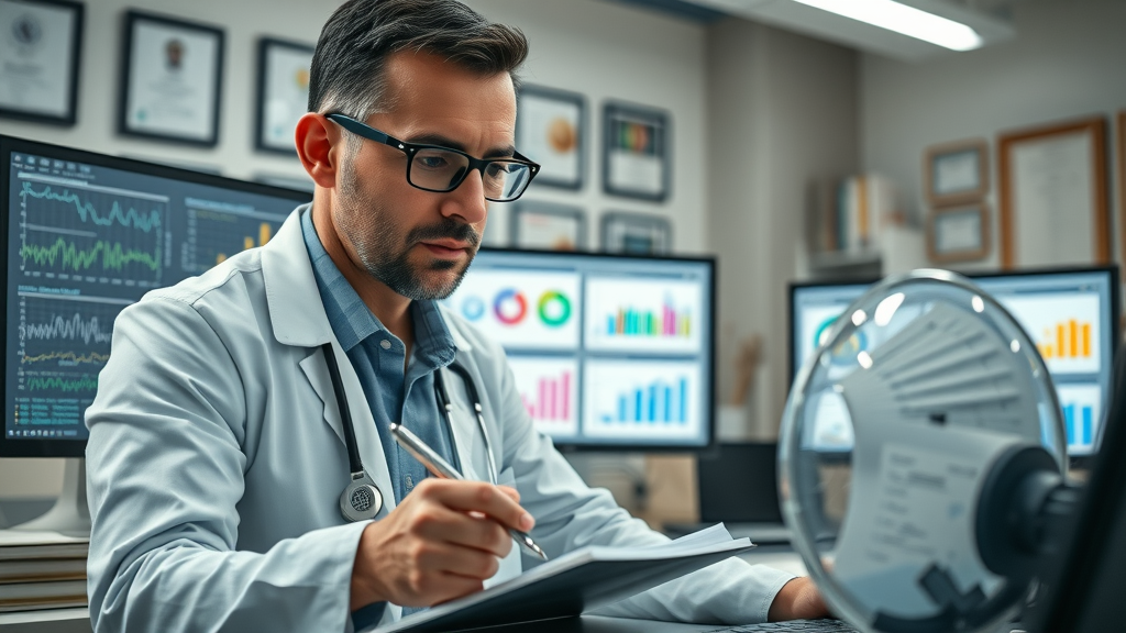 Psychologist analyzing behavioral study data on parenting difficult teenagers, colorful graphs, professional environment