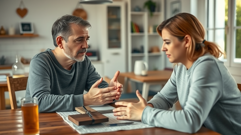 Empathetic parents talking supportively with anxious teen at home, cyberbullying and teens, genuine emotional warmth scene