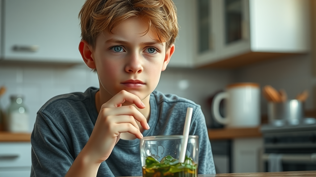 Reflective teenager observing natural consequences for a mistake, such as spilled drink, illustrating the impact of discipline strategies for parenting teens in daily life