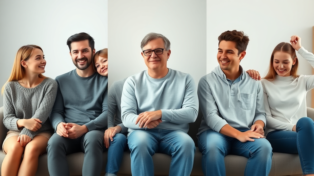 Comparison of permissive, authoritative, and authoritarian parenting styles with teenagers, showing warmth, discipline, and parent-teen body language differences.