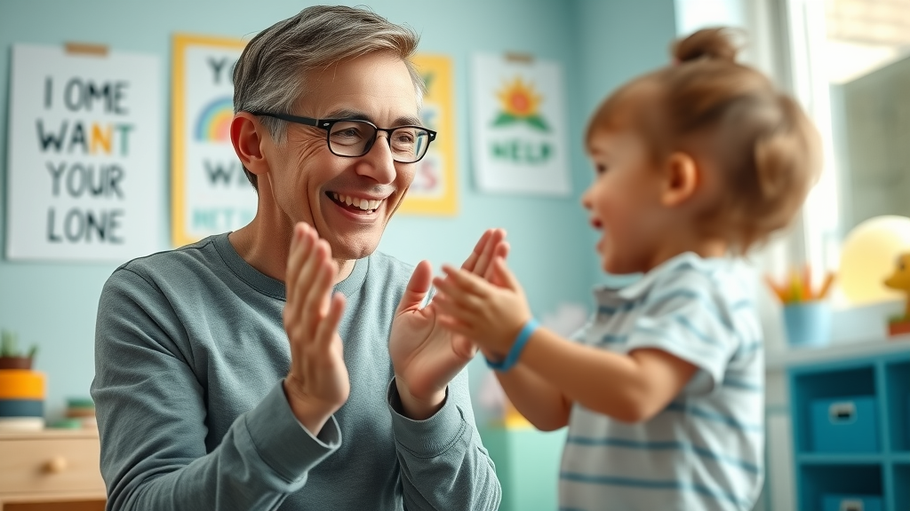 Parent using positive reinforcement with child for good behavior