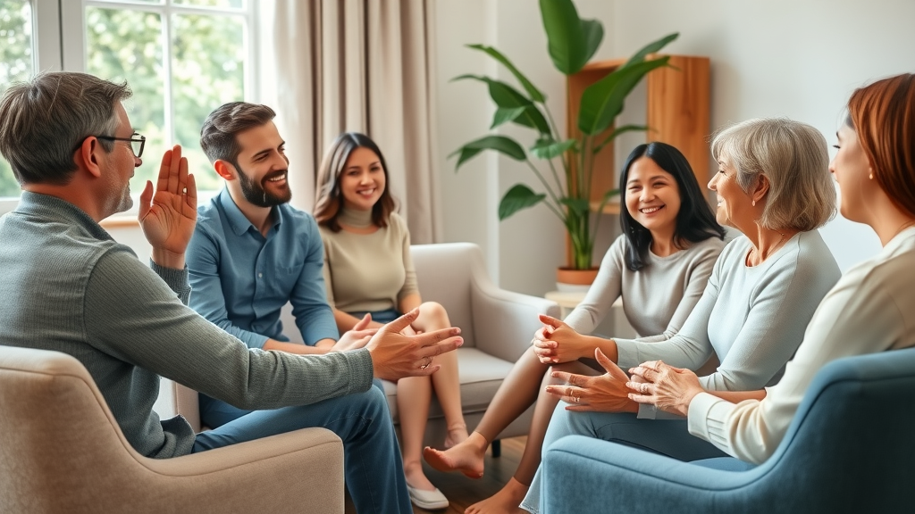 Supportive family meeting with a counselor, demonstrating a positive approach to intervention for teen substance abuse.