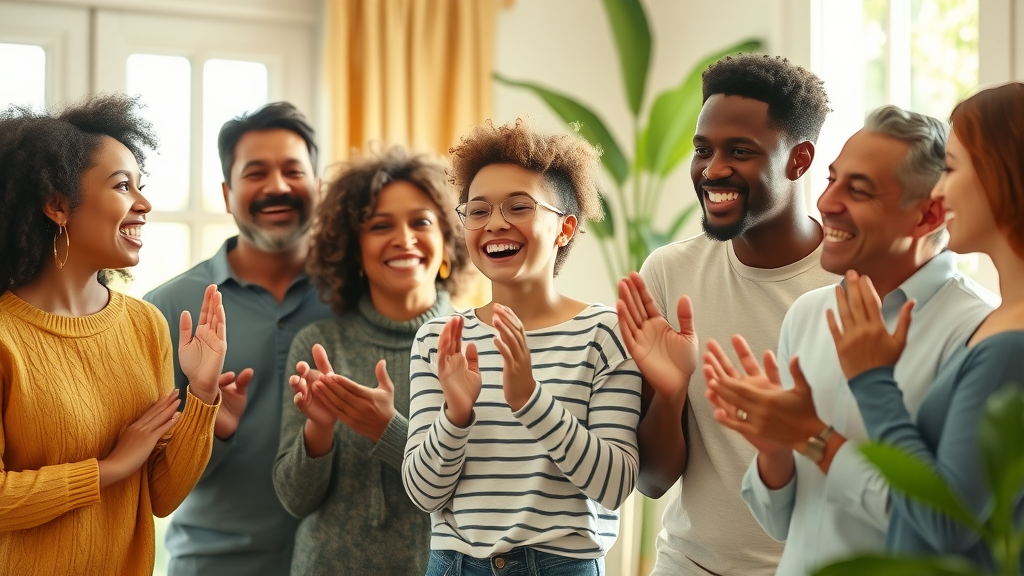 Joyful multi-ethnic family supporting teen