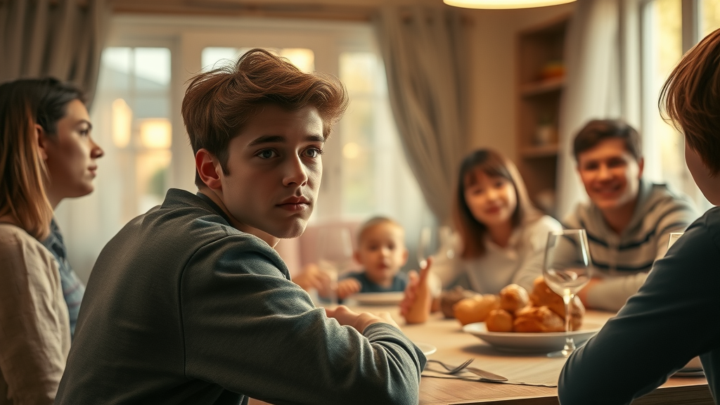 distant teenager at family dinner early signs of teen substance use isolation withdrawn expression