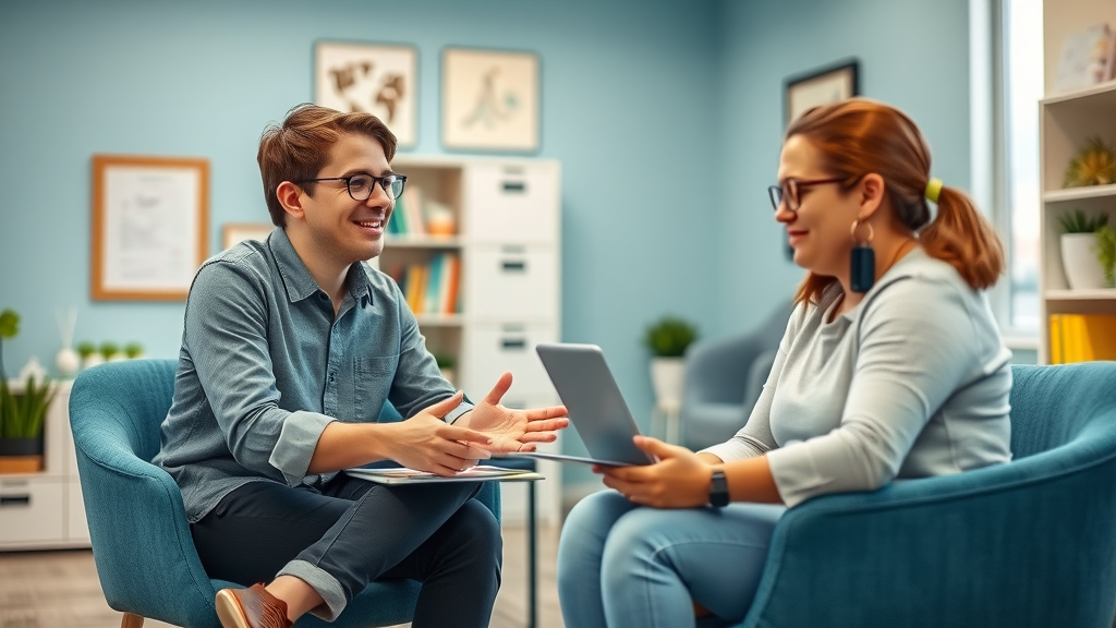 professional school counselor meeting with teen parent early signs of teen substance use office supportive