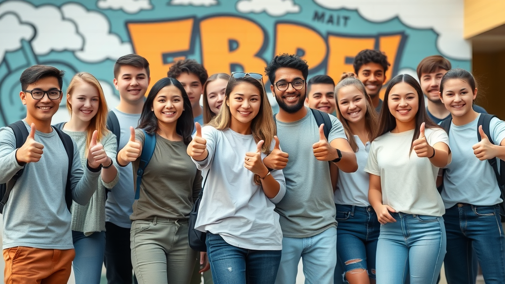 Joyful teens giving thumbs up for anti-vaping campaigns, representing youth advocacy in preventing vaping and e-cigarette use in teens.