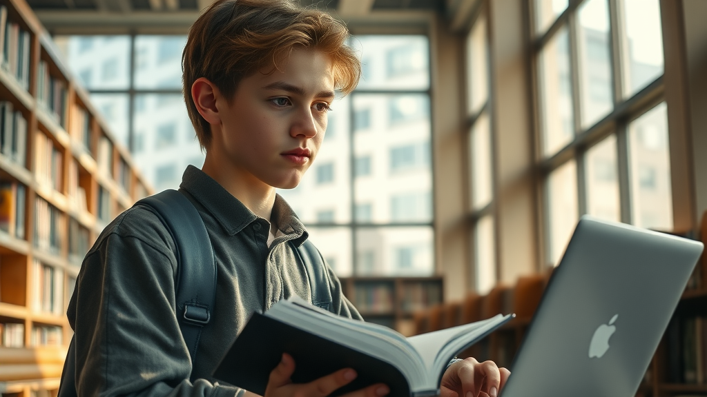 high school student studying in library, cognitive development in adolescence