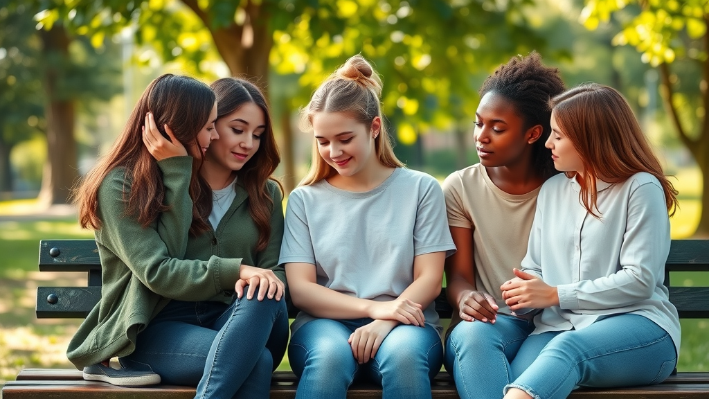 Teen girl and her friends supporting each other emotionally, learning disabilities in teens parent resource guide