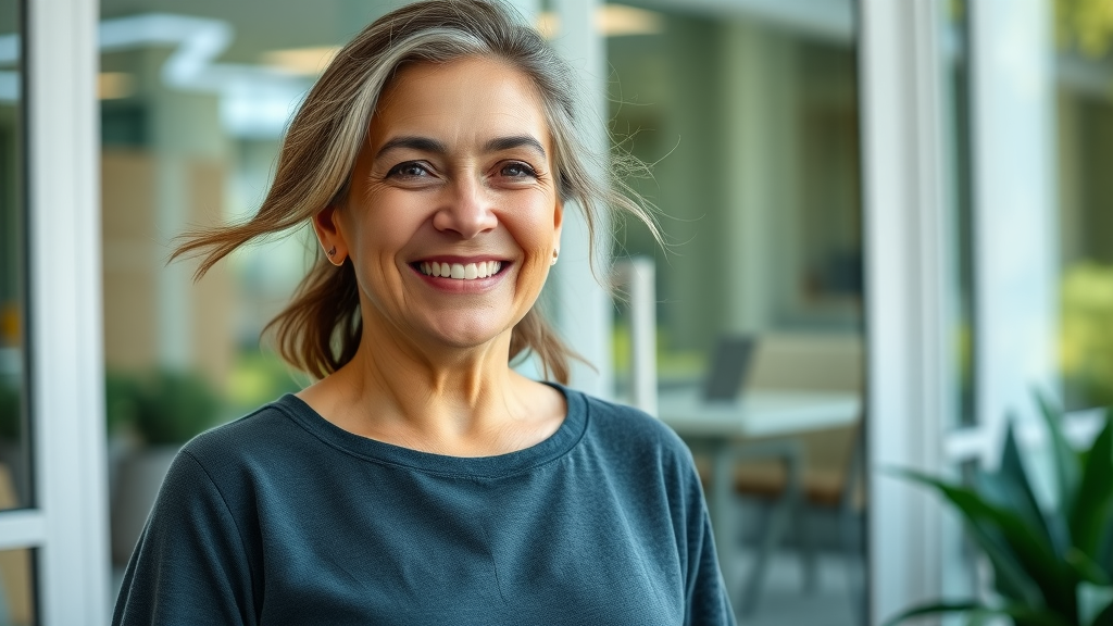 Confident parent who sought mental health services for parents raising teens, leaving a supportive clinic