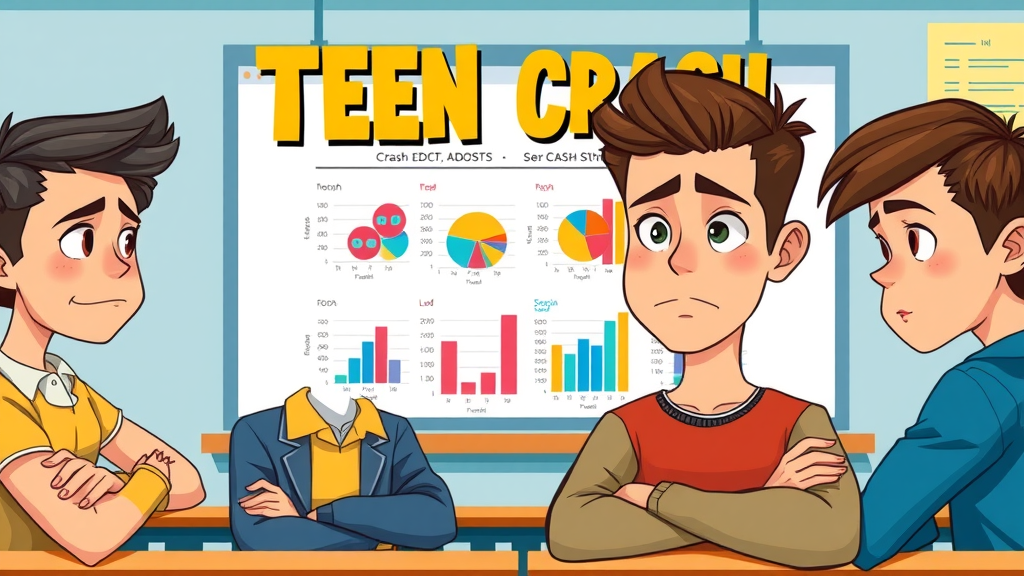 Infographic showing teen driver crash stats versus adult crash rates, visualizing risky driving behaviors teens