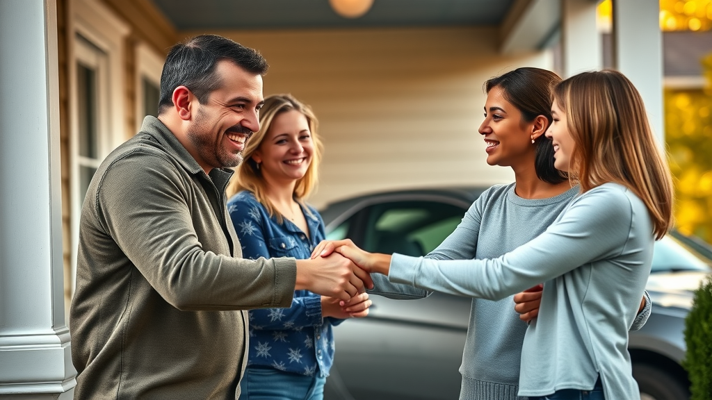 Family celebrating teen
