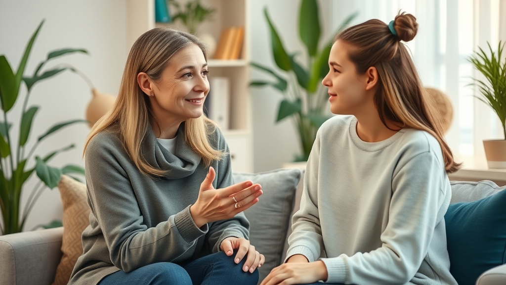 empathetic female counselor talking with teenage girl healthy outlets for troubled teens office calming décor