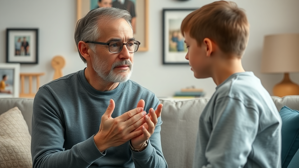 active listening when building trust with teenagers - adult listening to teenager in a living room, supportive environment