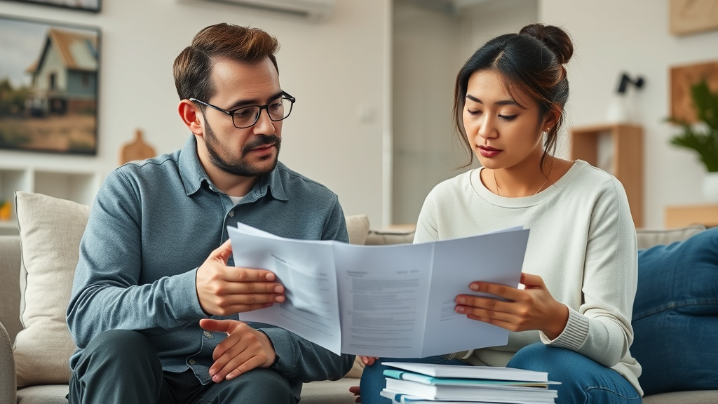 Thoughtful parents collaborating and reviewing school documents, highlighting comprehensive parental support for teen education