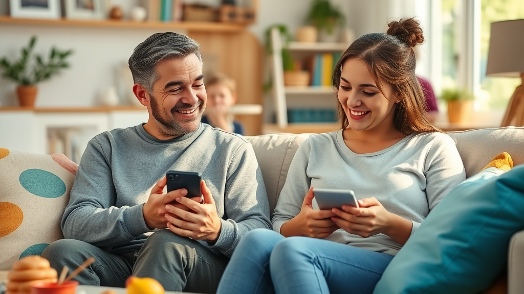 Permissive parent allowing teen freedom in a relaxed living room