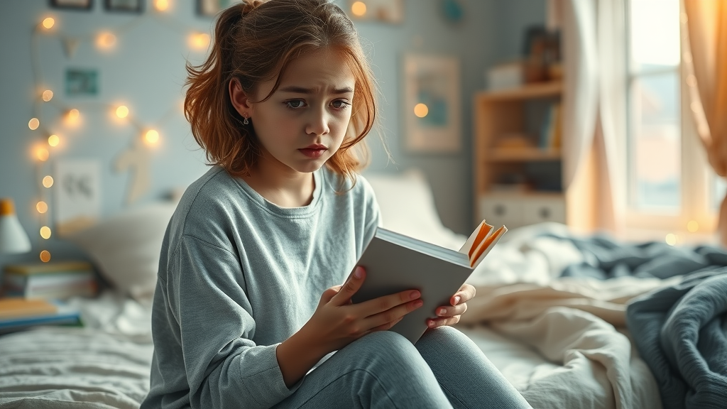 Teen mental health resources: worried teenage girl holding journal at home
