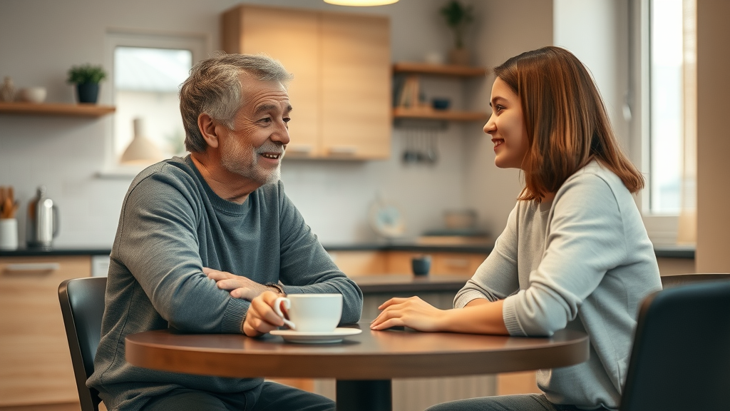 Mental health resources for teens: supportive parent listening to worried teenager at home