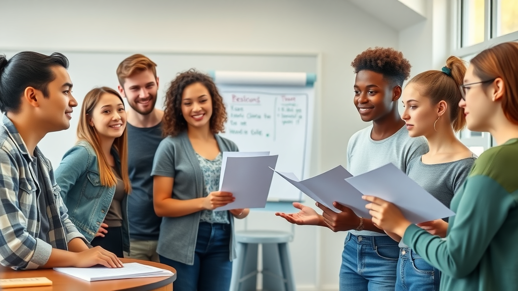 Diverse teens role-playing refusal skills to resist peer pressure and substance use