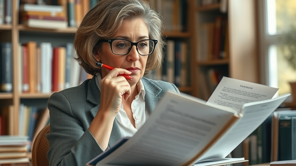 Portrait of Dr. Diana Baumrind reviewing child psychology notes, illuminating the theory behind parenting styles