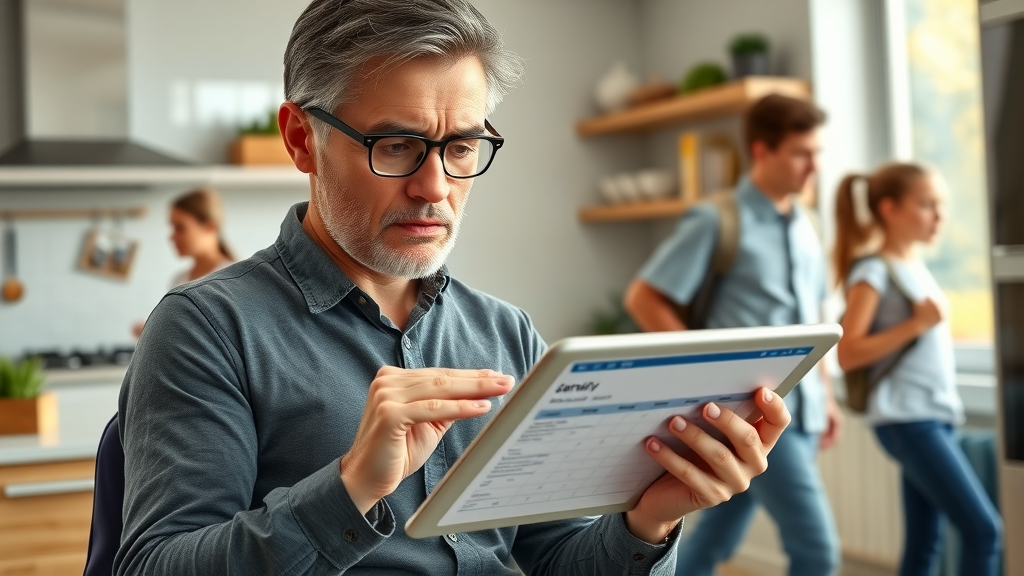 parent organizing digital family calendar - time management tips for parents