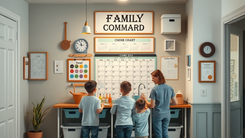 organized family command center for time management for parents