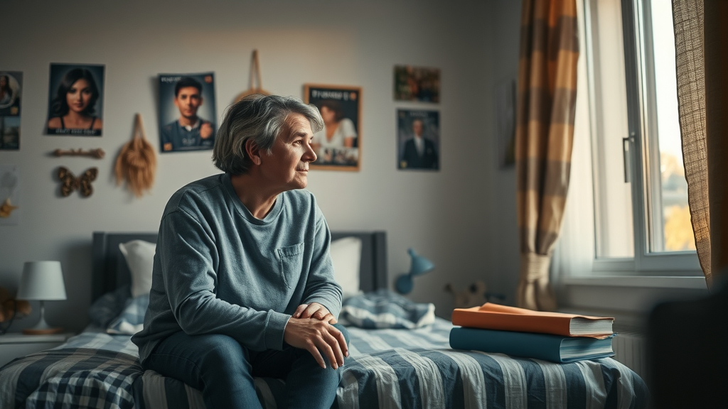 Thoughtful parent watching concerned teen in their bedroom, highlighting warning signs of suicide and early intervention for parents of teens.