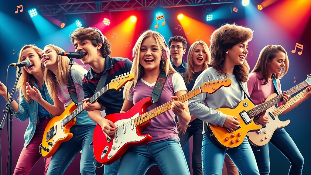 energetic teens performing rock music; using genre variety in music therapy for adolescents