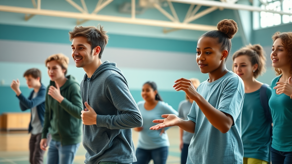 Active skills training session with students role-playing healthy decision-making in a school-based prevention program