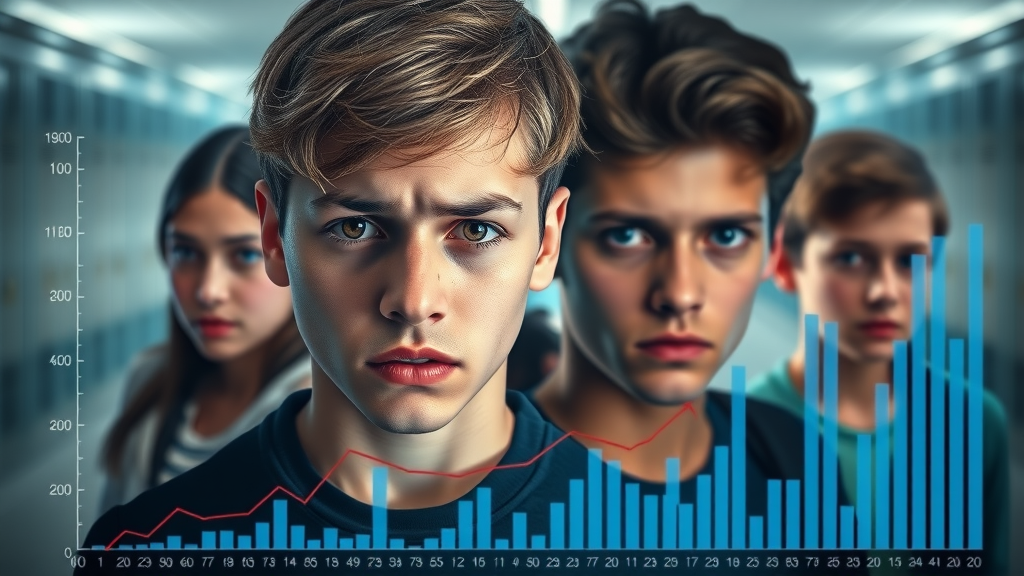 Rising trend in teen substance abuse visualized with teens and data chart, reflecting concern, main keyword: teen substance abuse treatment options
