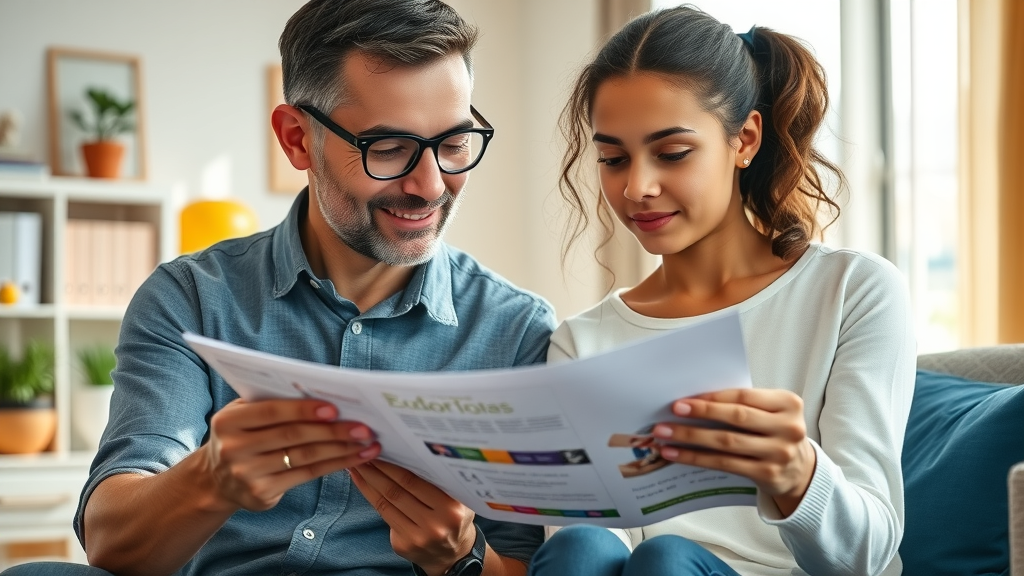 parent and teen sharing educational resources about sexual health and behavior