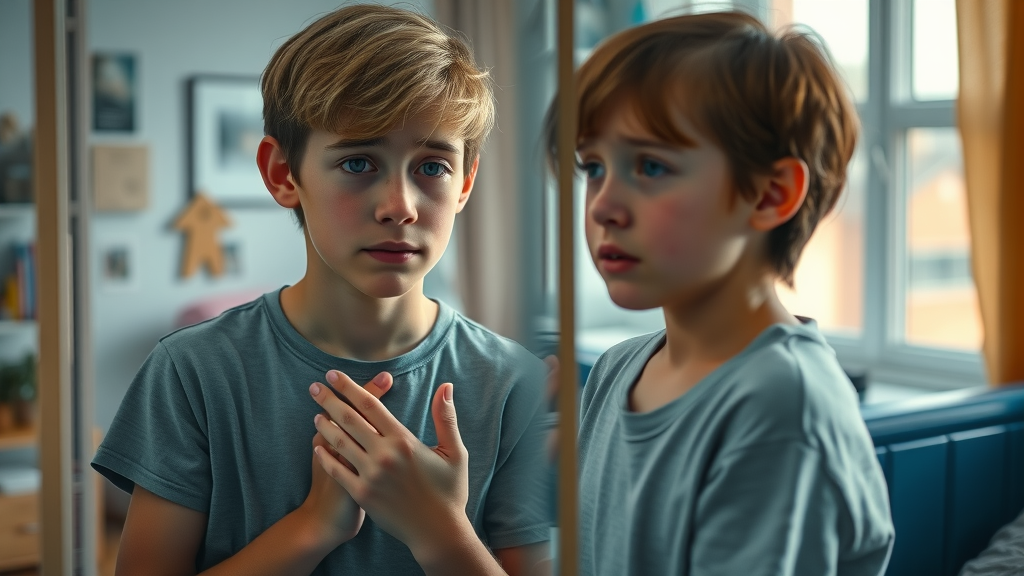 Teenage boy and girl noticing physical and emotional changes, concerned about substance abuse in a modest bedroom